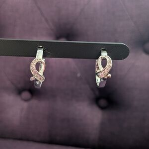 Elegant Pink Ribbon Earrings